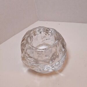Riedel Austria 24% Lead Crystal Ice Rock Text Votive Tea Light MCM Brutalist